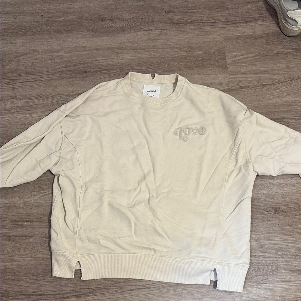 Aerie Cream Crewneck Sweater